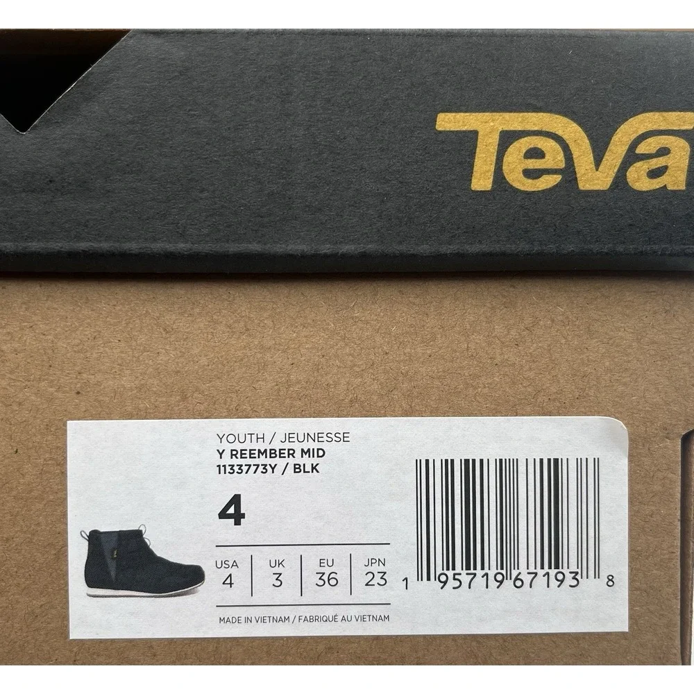 Teva Reember Big Boys Girls Water-resistant  Cozy Ankle Booties Size 4 Black